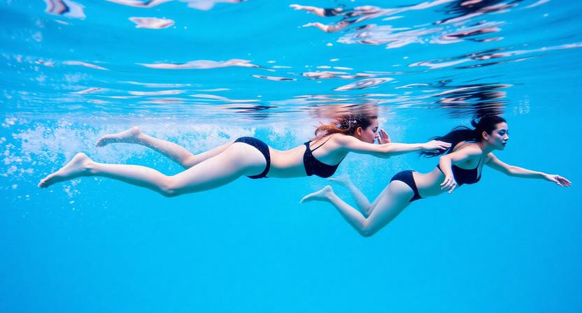 young women underwater